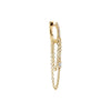 14K Gold / Single Diamond Baguette Double Chain Huggie Earring 14K - Adina Eden's Jewels