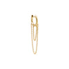 14K Gold / Single Solid Double Long Chain Huggie Earring 14K - Adina Eden's Jewels