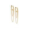 14K Gold / Pair Solid Double Long Chain Huggie Earring 14K - Adina Eden's Jewels
