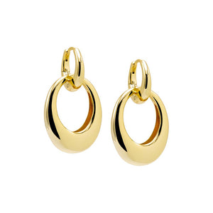 Gold Graduated Oval Drop Huggie Earring - Adina Eden's Jewels