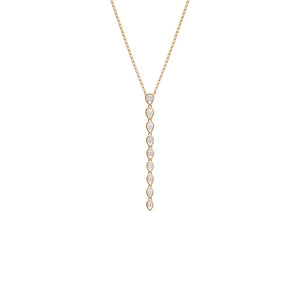 14K Gold Diamond Bezel Teardrops Lariat Necklace 14K - Adina Eden's Jewels