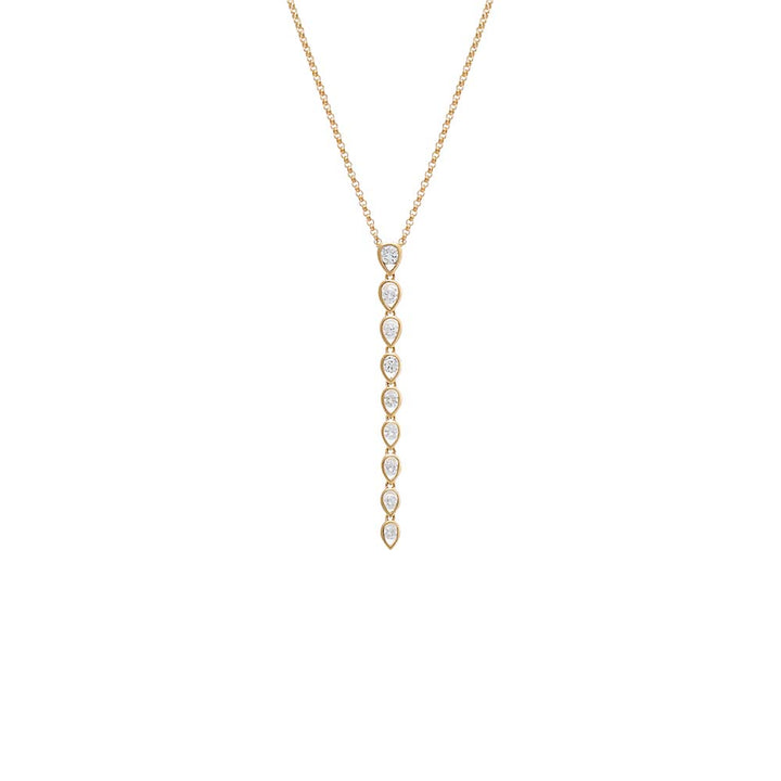 14K Gold Diamond Bezel Teardrops Lariat Necklace 14K - Adina Eden's Jewels