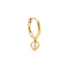 14K Gold / Single Diamond Heart Dangle Huggie Earring 14K - Adina Eden's Jewels