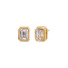 14K Gold / 0.25 CT Lab Grown Diamond Emerald Bezel Stud Earring 14K - Adina Eden's Jewels