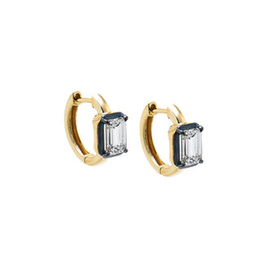 14K Gold / 1.5CT Lab Grown Diamond Emerald Encased Huggie Earring 14K - Adina Eden's Jewels