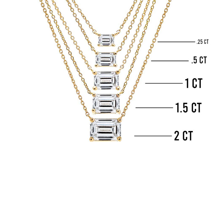  Lab Grown Diamond Emerald Solitaire Necklace 14K - Adina Eden's Jewels