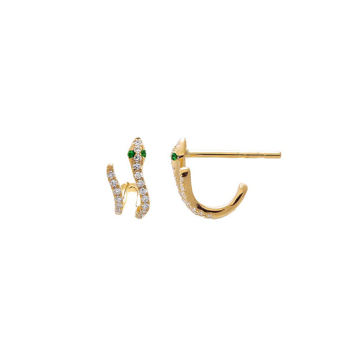 14K Gold Diamond Pave Snake Cage Stud Earring 14K - Adina Eden's Jewels