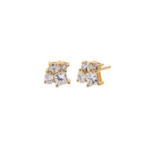 Lab Grown Diamond Multi Cut Cluster Stud Earring