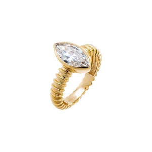 Lab Grown Diamond Marquise Fluted Pinky Ring 14K