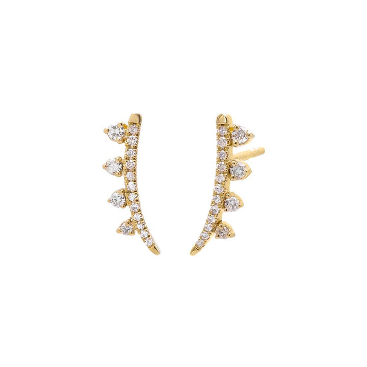 14K Gold Diamond Pave Rimmed Curved Stud Earring 14K - Adina Eden's Jewels