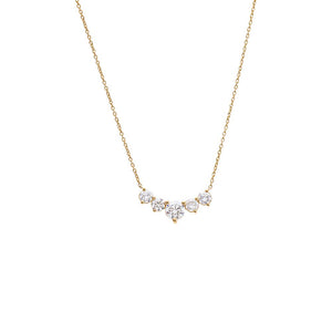 14K Gold / 2 CT Lab Grown Diamond Small Curved Bar Necklace 14K - Adina Eden's Jewels