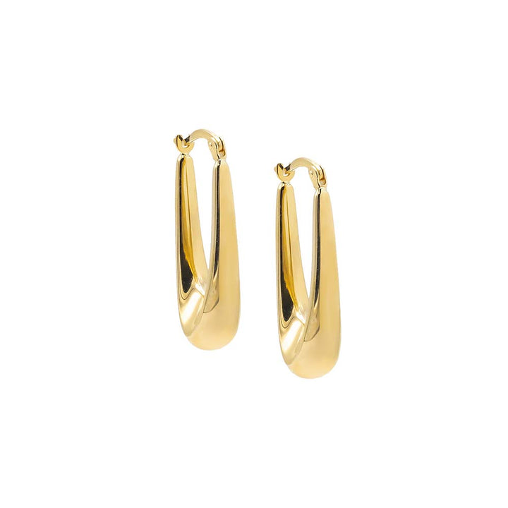 14K Gold Solid Elongated Graduated Hoop Earring 14K - Adina Eden's Jewels