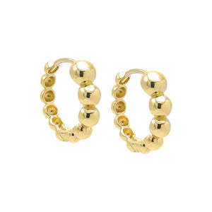 14K Gold Solid Graduated Beaded Huggie Earring 14K - Adina Eden's Jewels