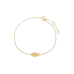 14K Gold Diamond Solitaire Hamsa Bracelet 14K - Adina Eden's Jewels
