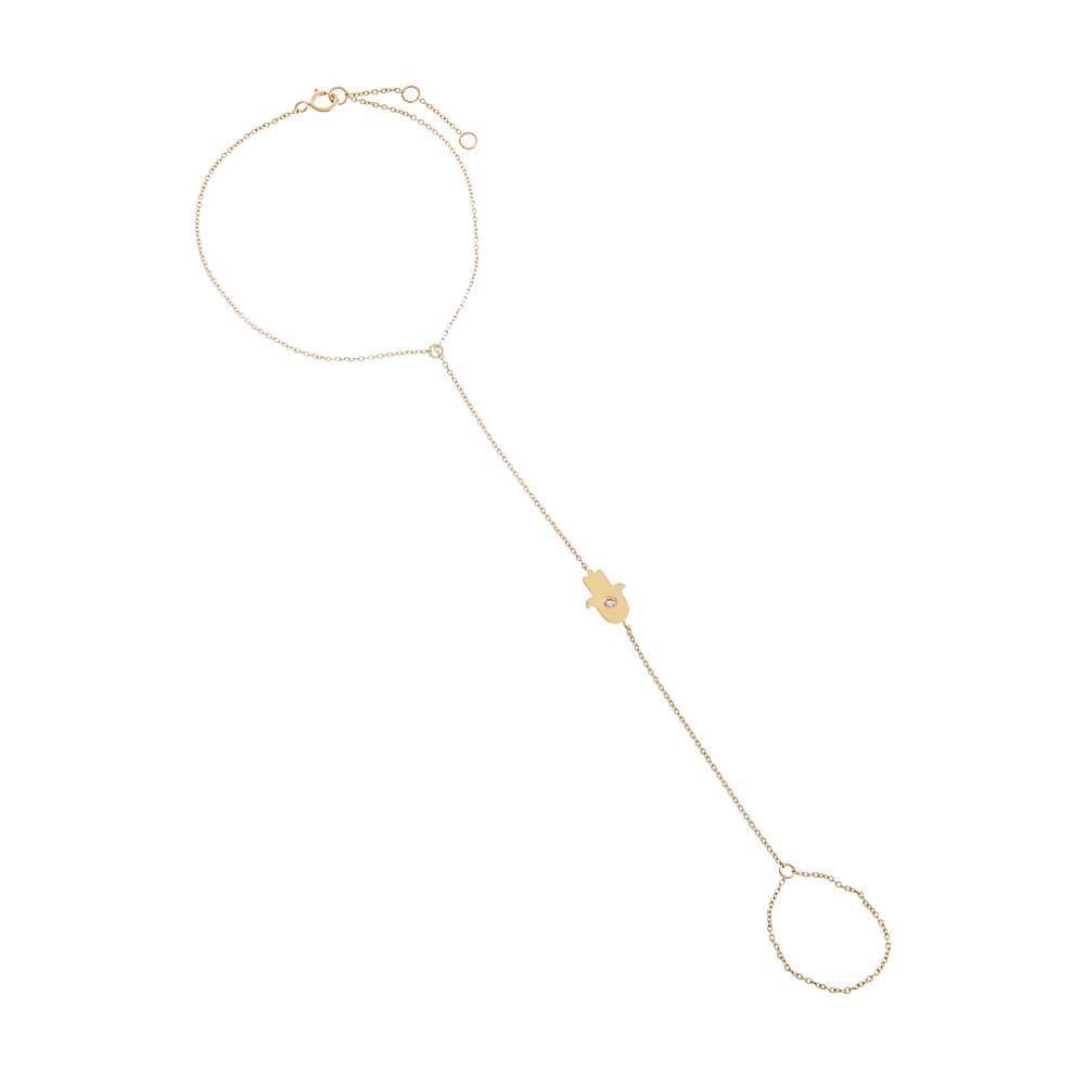 14K Gold Diamond Hamsa Hand Chain 14K - Adina Eden's Jewels