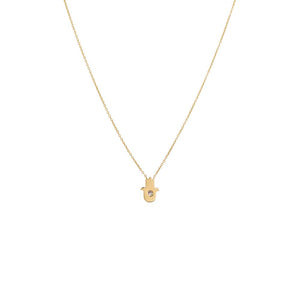 14K Gold Diamond Solitaire Hamsa Necklace 14K - Adina Eden's Jewels