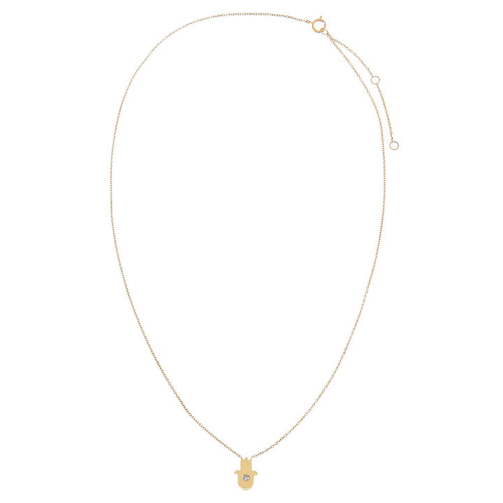  Diamond Solitaire Hamsa Necklace 14K - Adina Eden's Jewels
