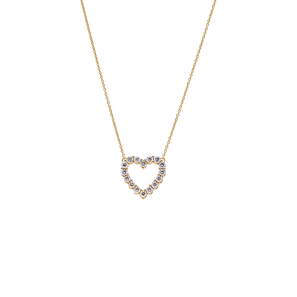 14K Gold Lab Grown Diamond Cut Out Heart Necklace 14K - Adina Eden's Jewels