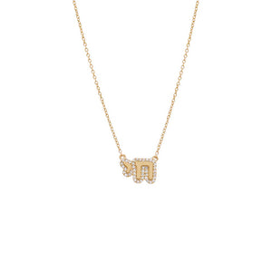 Diamond Pave Bubble Chai Pendant Necklace 14K