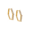 14K Gold / 12MM CZ Pavé Octagon Huggie Earring 14K - Adina Eden's Jewels
