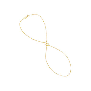 Solid Star Cutout Hand Chain Bracelet 14K