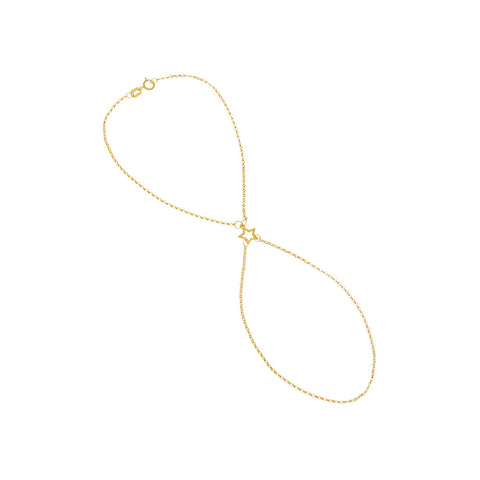 Solid Star Cutout Hand Chain Bracelet 14K