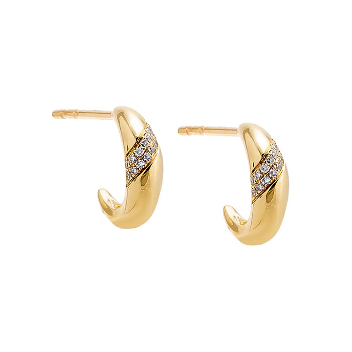 14K Gold Diamond Pave Dome Mini Hoop Earring 14K - Adina Eden's Jewels