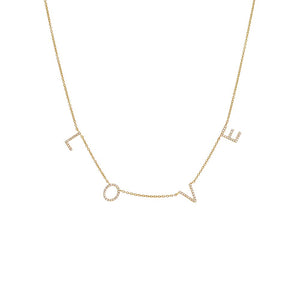 14K Gold Diamond Pave Love Necklace 14K - Adina Eden's Jewels