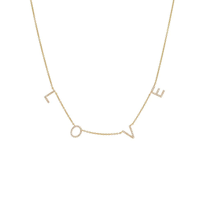14K Gold Diamond Pave Love Necklace 14K - Adina Eden's Jewels