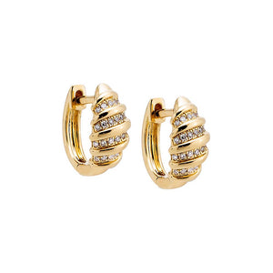 14K Gold Diamond Pave/Solid Dome Huggie Earring 14K - Adina Eden's Jewels