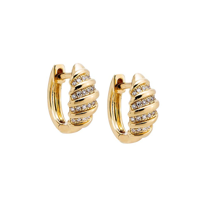 14K Gold Diamond Pave/Solid Dome Huggie Earring 14K - Adina Eden's Jewels