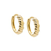 14K Gold / Pair Solid Twisted Puffed Cartilage Huggie Earring 14K - Adina Eden's Jewels