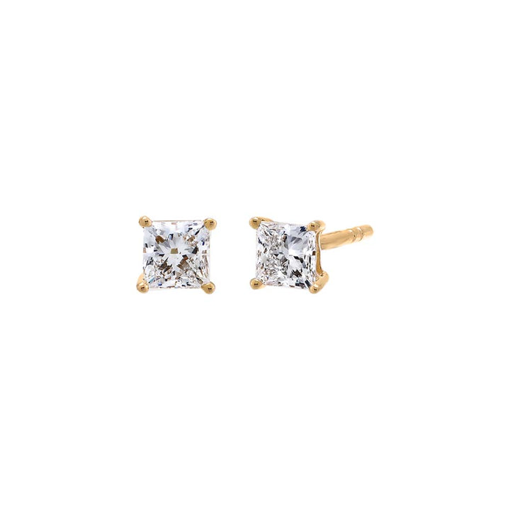 14K Gold / 0.25 CT Lab Grown Diamond Princess Cut Four Prong Stud Earring 14K - Adina Eden's Jewels