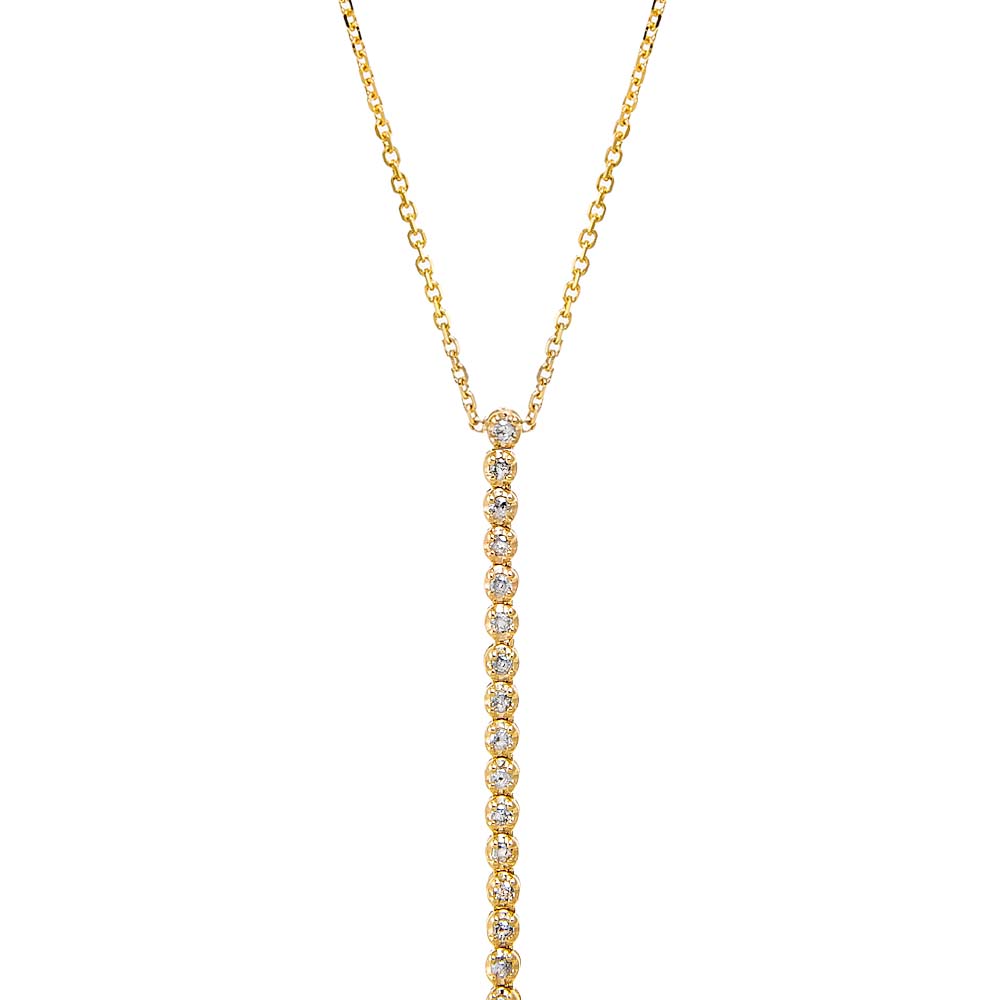 14K Gold Diamond 1 Carat Tennis Drop Lariat Necklace 14K - Adina Eden's Jewels