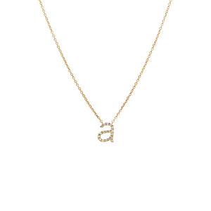 14K Gold Diamond Lowercase Initial Necklace 14K - Adina Eden's Jewels