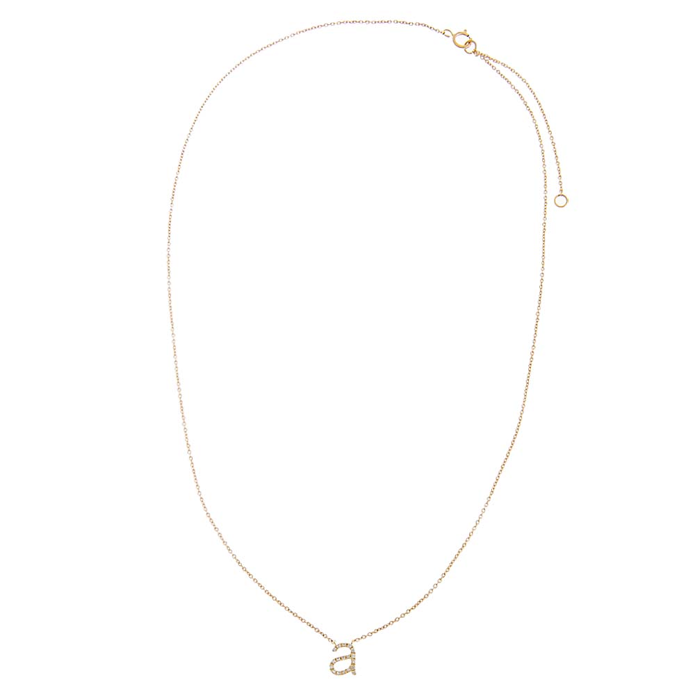 14K Gold Diamond Lowercase Initial Necklace | Adina Eden Jewels