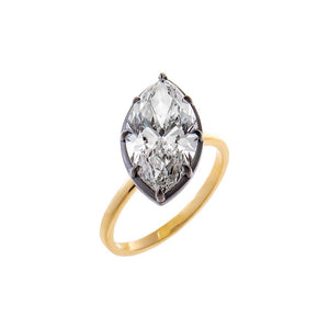 14K Gold / 4CT / 7 Lab Grown Diamond Marquise Encased Sideway Ring 14K - Adina Eden's Jewels