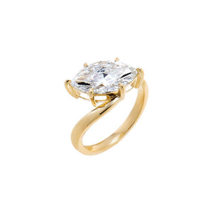 Lab Grown Diamond Marquise Shape Solitaire Pinky Ring 14K