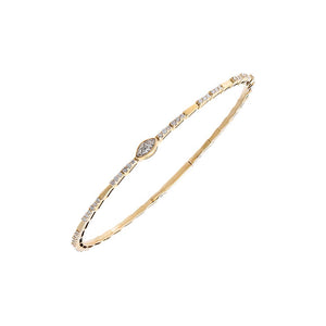 14K Gold Lab Grown Diamond Marquise Accent Pleated Bangle14K - Adina Eden's Jewels