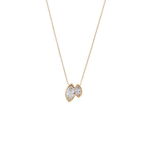 14K Gold Lab Grown Diamond Double Marquise Bezel Necklace 14K - Adina Eden's Jewels