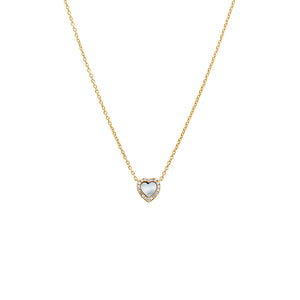 Mother of Pearl Diamond Pave Colored Stone Heart Necklace 14K - Adina Eden's Jewels