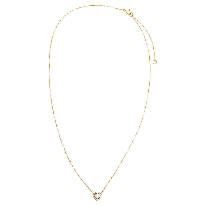  Diamond Pave Colored Stone Heart Necklace 14K - Adina Eden's Jewels