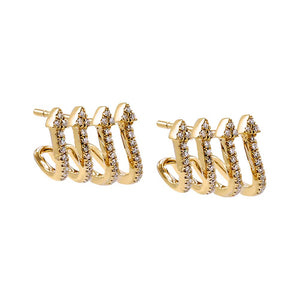 14K Gold Diamond Pave Multi Claw Stud Earring 14K - Adina Eden's Jewels