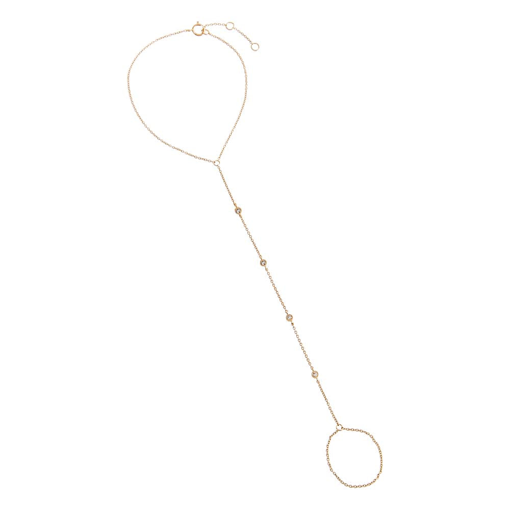 14K Gold Diamond Multi Bezel Hand Chain 14K - Adina Eden's Jewels