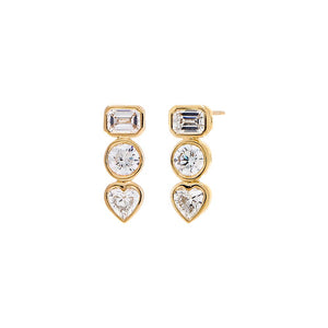 14K Gold Lab Grown Diamond Multi Shape Stud Earring 14K - Adina Eden's Jewels