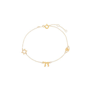 14K Gold Solid Jewish Charms Bracelet14K - Adina Eden's Jewels