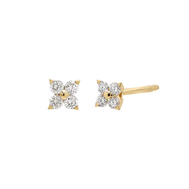 14K Gold / Pair Diamond 4 Leaf Clover Flower Stud Earring 14K - Adina Eden's Jewels