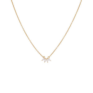 14K Gold Diamond Marquise Mini Curved Bar Necklace 14K - Adina Eden's Jewels