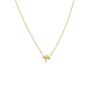 14K Gold Scattered Diamond Mushroom Pendant Necklace 14K - Adina Eden's Jewels