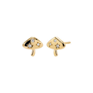  Diamond Mini Mushroom Stud Earring 14K - Adina Eden's Jewels